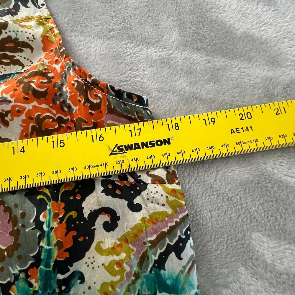 Language 100% Silk Shark Bite Tunic Tank Top Paisley Boho USA Womens S Teal Blue - Picture 8 of 10